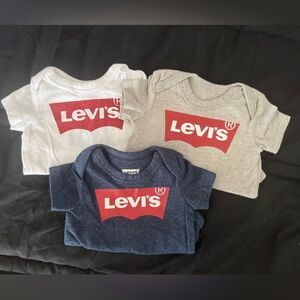 Levi's Kids Onesies - Red Logo on White, Gray, and Blue